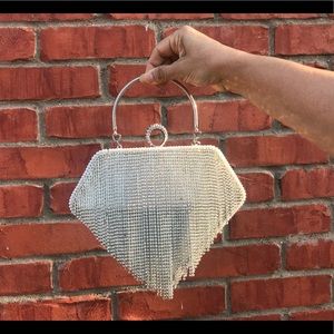 Silver Diamond Shaped Evening Clutch